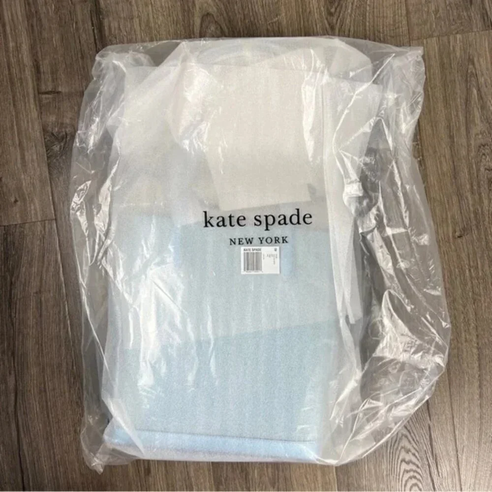 Kate Spade NWT Tinsel Tote Frosty Sky Light Blue Glitter Sparkle Bag Gift Purse